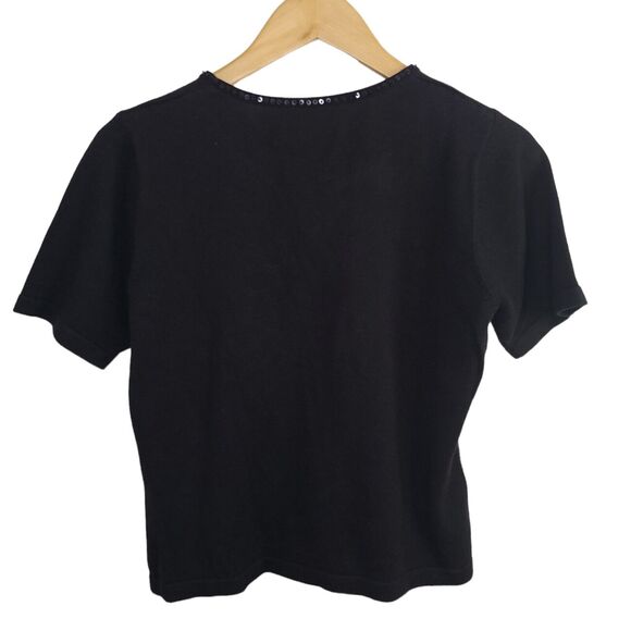 Berek 2 by Takako Sakon Women's SZ S Black Spider Web Sequin Sweater/Top - Picture 6 of 7